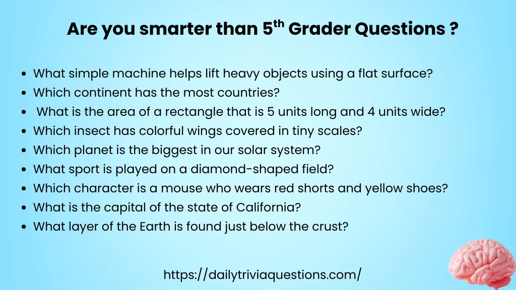 5th Grader Trivia Questions