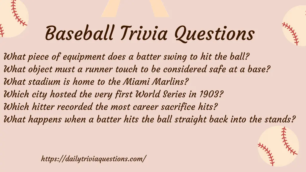 Baseball Trivia Questions with answers