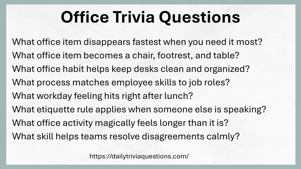 Office Trivia Questions with Answers