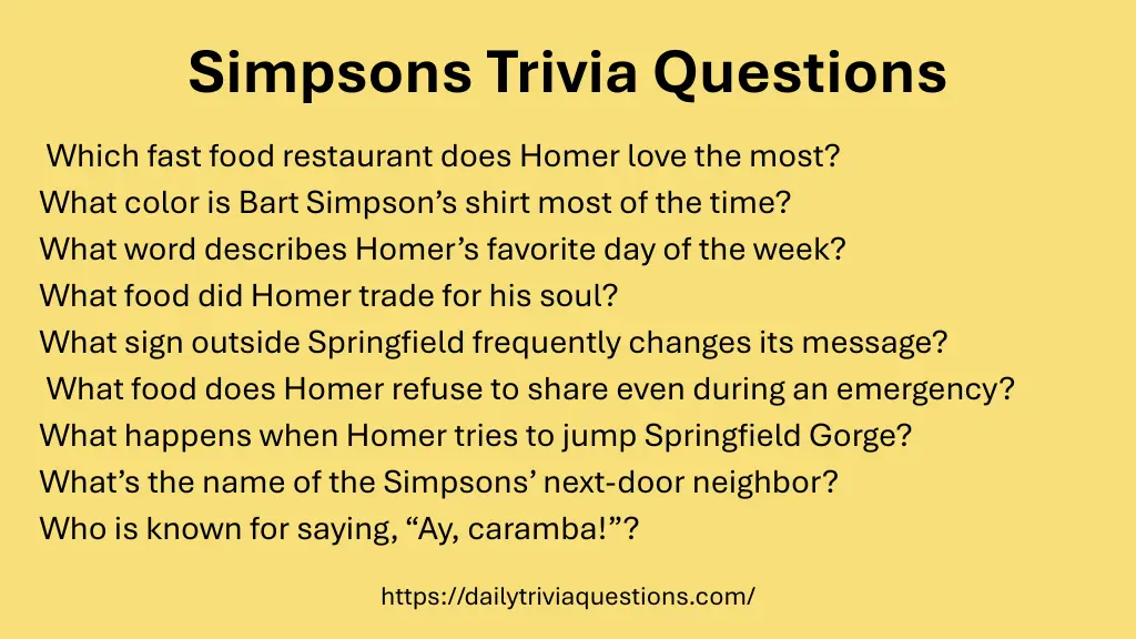 Simpsons Trivia Questions