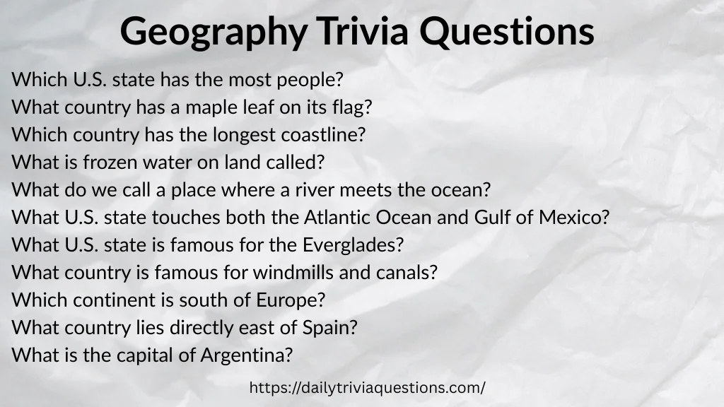 Geography Trivia Questions with Answers