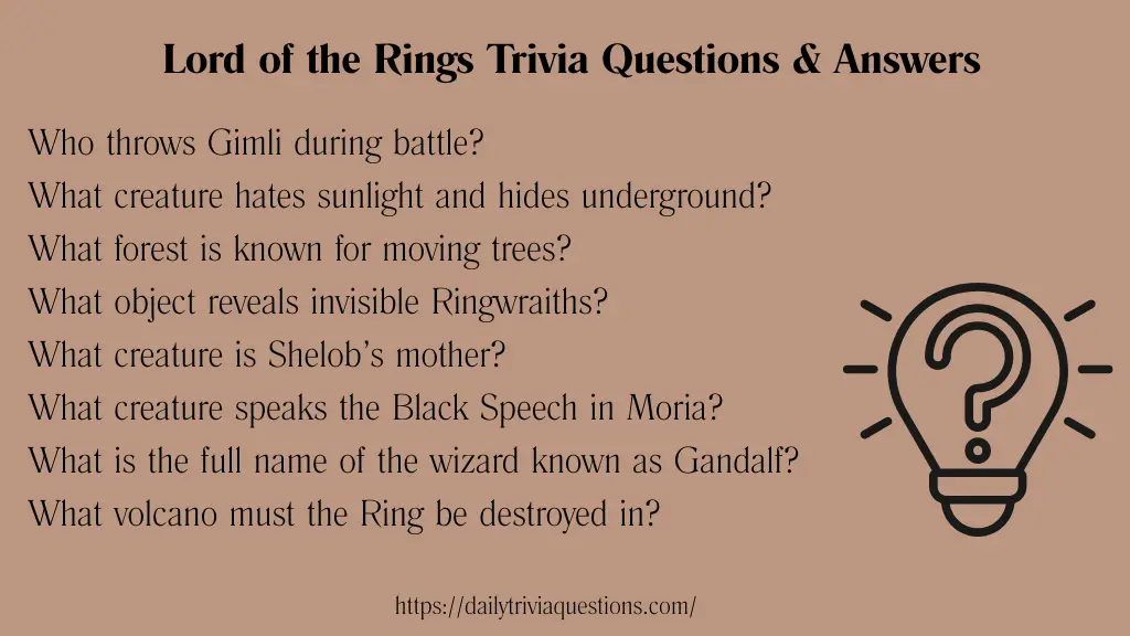 Lord of the Rings Trivia Questions